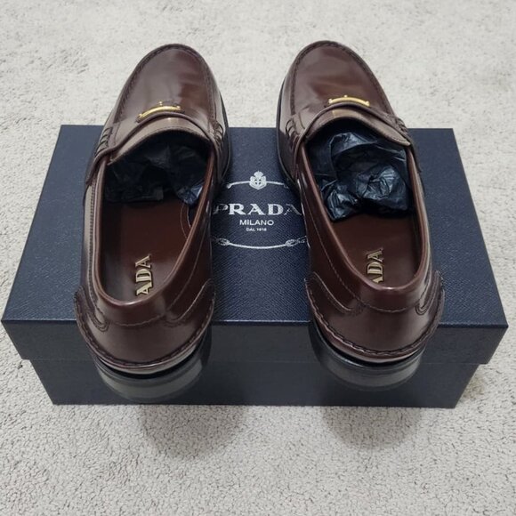 Prada Brushed Leather Loafers 2DB223 Radica Brown – Men’s UK 12 - Picture 4 of 10